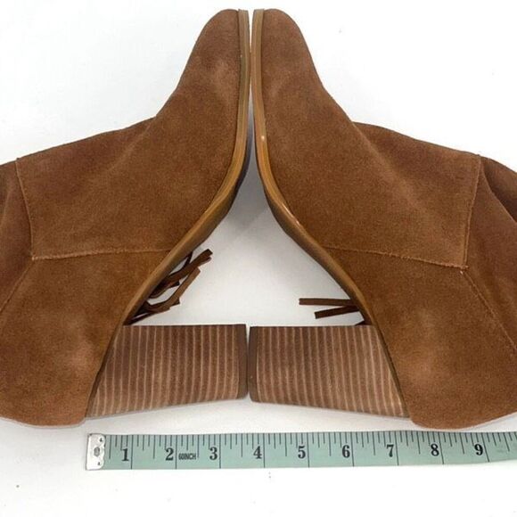 Crown Vintage Womens Suede Randi Fringe Heeled Ankle Boots Camel Size 9M NWOT - Picture 8 of 11